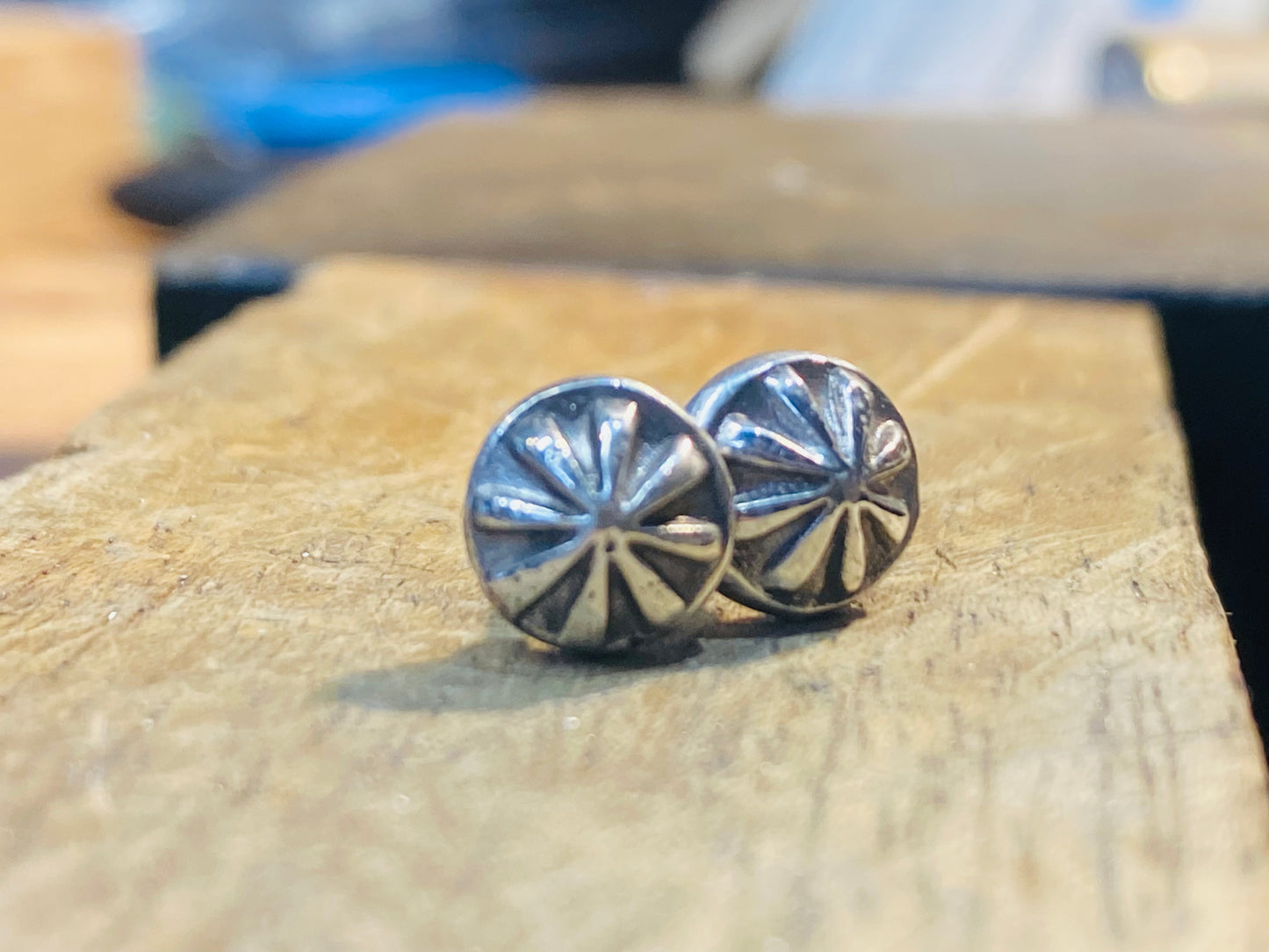 Hand Forged Concho Earring Studs