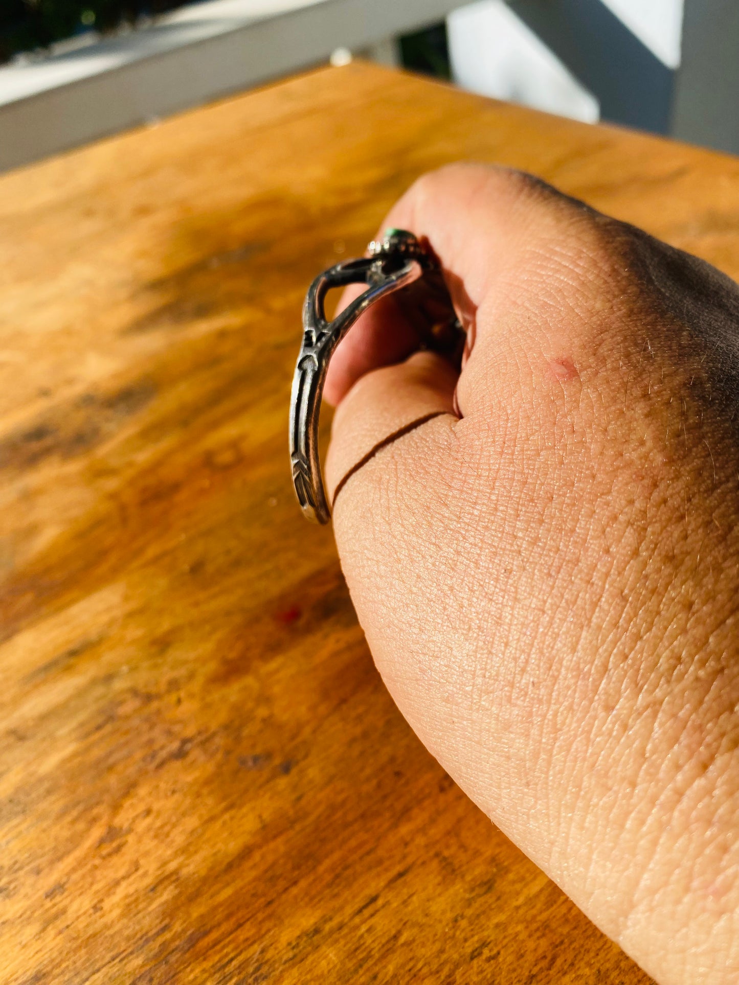 Tyrone Green Turquoise Sand Cast Bracelet