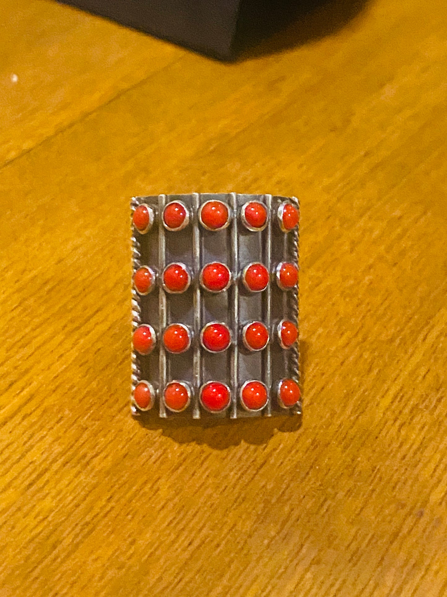 Sterling and Red Coral Ring